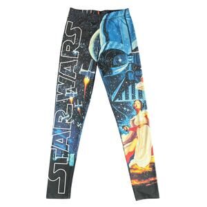 Mighty Fine Star Wars Womens Leggings Size Small Princess Leia Luke Vader Yoga